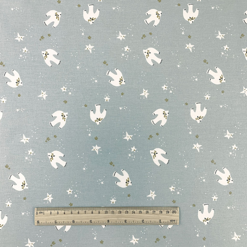 Printed Cotton SENJA Gray Sky / Camel